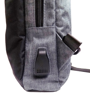 картинка Рюкзак однолямочный с USB шнуром, серый и черный, СВ-123