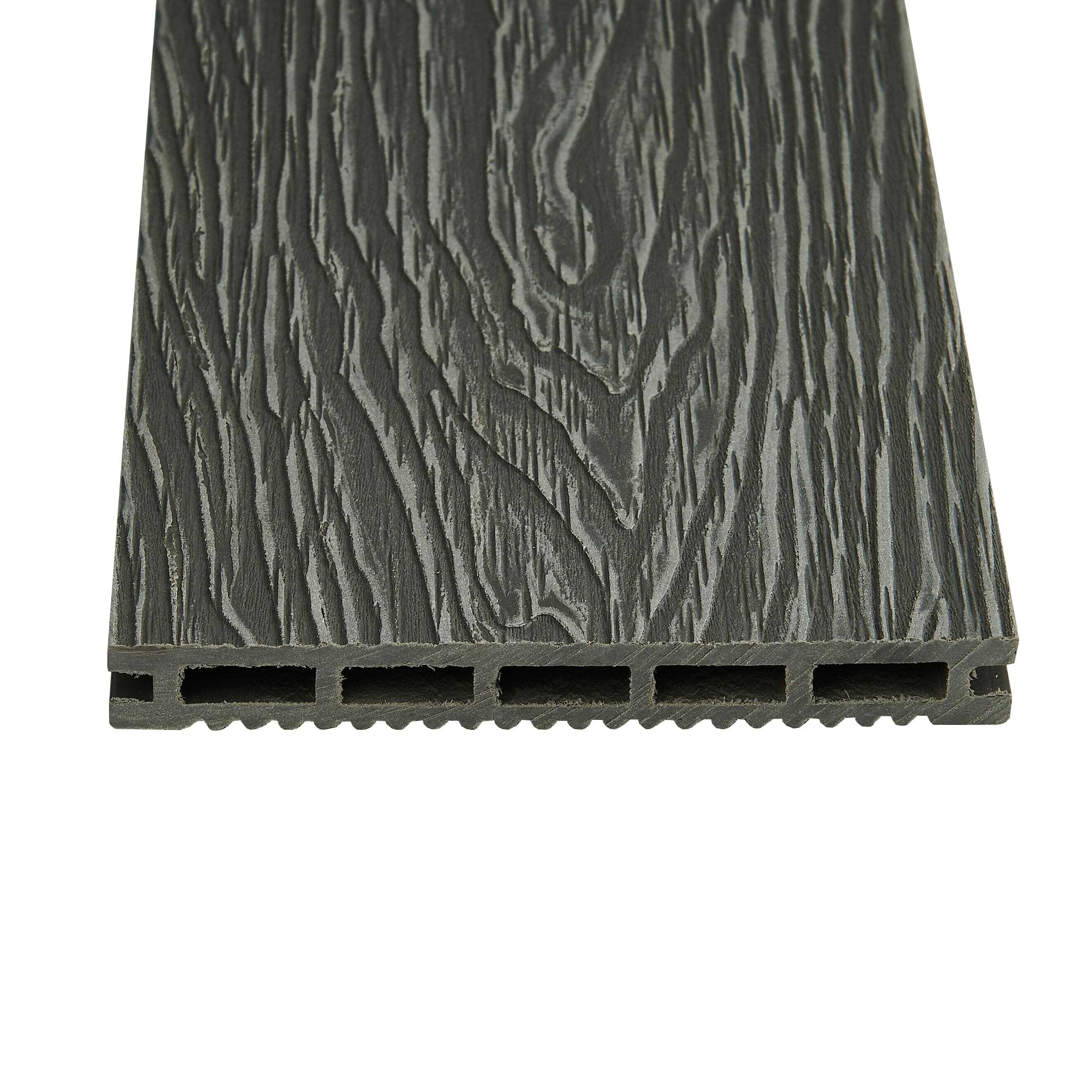 картинка Доска террасная 150-18-3000 шовная пустотелая с тиснением 3D Ш Серый (3м) Groentec ДПК