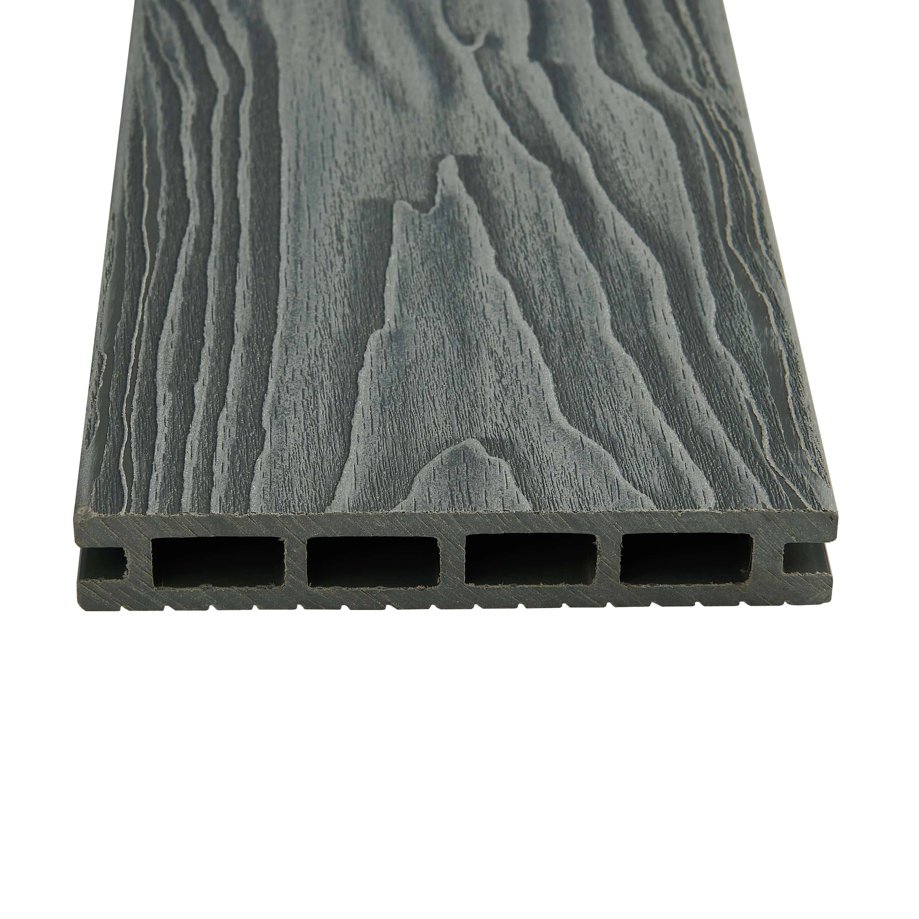 картинка Доска террасная 149-24-3000 шовная пустотелая с тиснением 3D Ш Серый (3м) Groentec ДПК