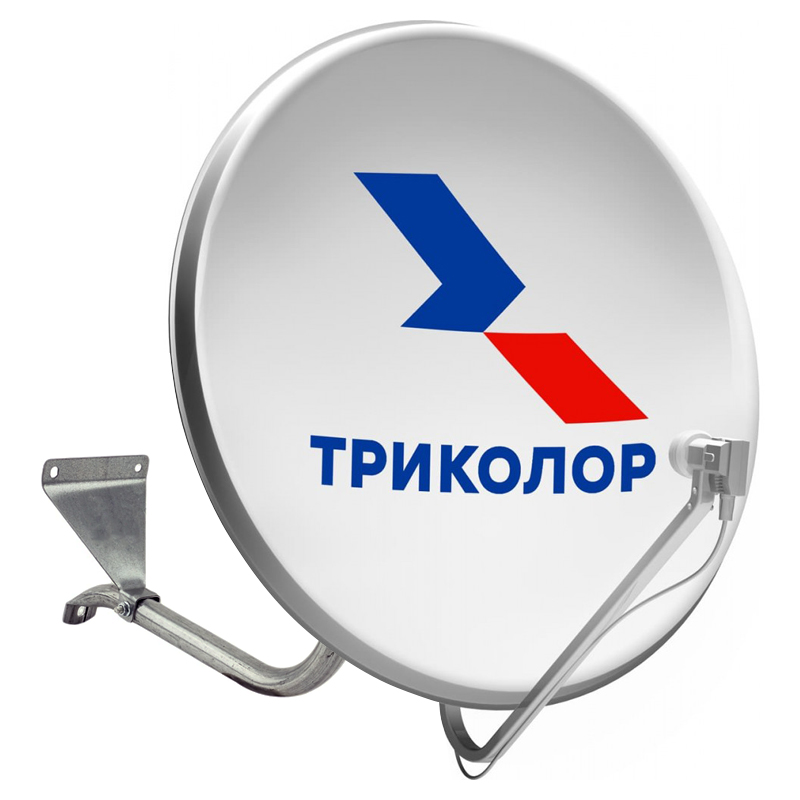 картинка Антенна спутниковая офсетная АУМ CTB-0.6ДФ-1.2 0.55 logo St облегч с лого Триколор с кронштейном