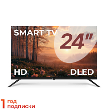 Телевизор Триколор P24HH302, SMART TV, 24", голос, черный P24HH302
