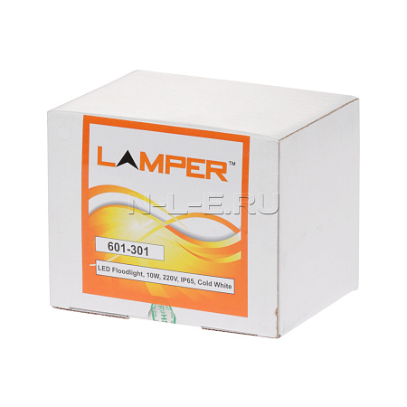 картинка Прожектор уличный LED, Cold White, 10W, AC85-220V/50-60Hz, 800 Lm, IP65. Lamper 601-301