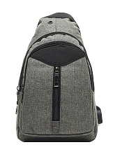 Рюкзак однолямочный с USB шнуром, серый, 602 602