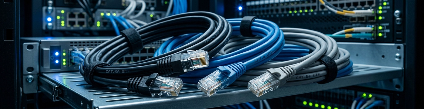 Готовые компьютерные патч-корды с коннекторами RJ45: заводской обжим, выбор длины и категории для коммутации оборудования
