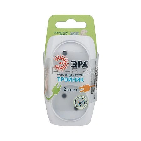 картинка Тройник ЭРА 2гн, без заземл. (белый) SP-2-W