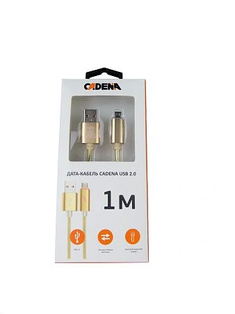 картинка Дата-кабель CADENA microUSB – USB2.0, 1м, с подсветкой, золотой, S019