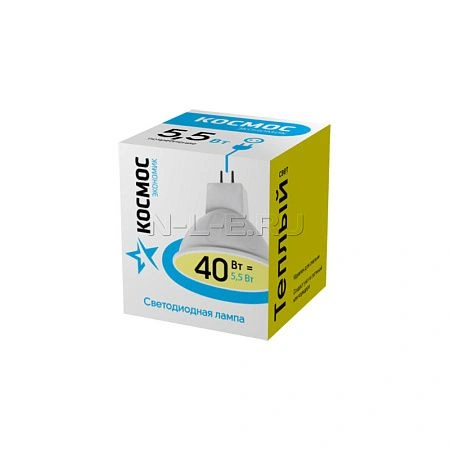 картинка Лампа светодиодная КОСМОС ЭКОНОМИК JCDR 5,5W 220V GU5.3 3000K 4690488027659