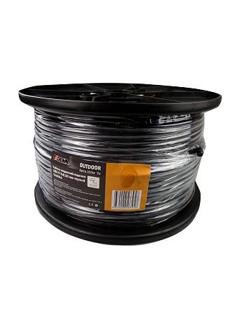 картинка Кабель видеонаблюдения КВК-П-2 2х0,5мм, 200м, черный CADENA