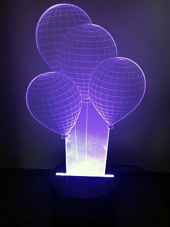 картинка Ночник светодиодный голограмма CADENA Воздушные шарики, 3 цвета, 3DAirballons