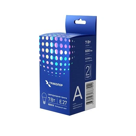 картинка Лампа светодиодная Триколор LED А60 7Вт 6500K E27