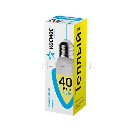 картинка Лампа светодиодная КОСМОС ЭКОНОМИК CN 5,5W 220V E27 3000K 4690488027116