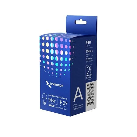 картинка Лампа светодиодная Триколор LED А60 9Вт 6500K E27