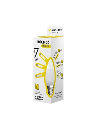 картинка Лампа светодиодная КОСМОС SMART CN 7W 220V E14 3000K 4690488026317