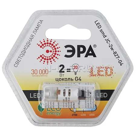 картинка Лампа светодиодная ЭРА LED smd JC-2w-827-G4