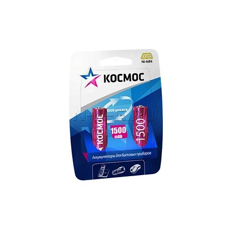 картинка Аккумулятор Космос AA NI-MH 1500мАч (2 шт. в блистере) KOCR6NIMH(1500mA)