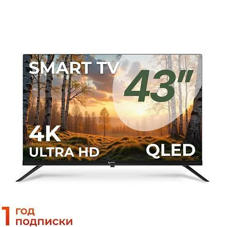 Телевизор Триколор P43QH702, SMART TV, 43", QLED, 4K, черный
