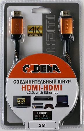 картинка Шнур HDMI-HDMI v.2.0  3м CADENA