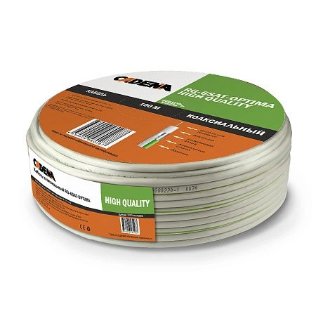 картинка Кабель коаксиальный RG-6SAT-Optima высокого качества CADENA белый