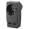 картинка Адаптер "Polynom" ЭРА 1гн 220V + 2xUSB 2100mA, c заземл, (черный) SP-1e-USB-B