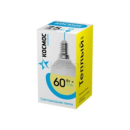 картинка Лампа светодиодная КОСМОС ЭКОНОМИК GL45 7.5W 220V E14 3000K 4690488026508