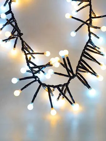 картинка Гирлянда мишура-шарики CADENA, 280LED, 2 метра, белые огни, с контроллером, 1906