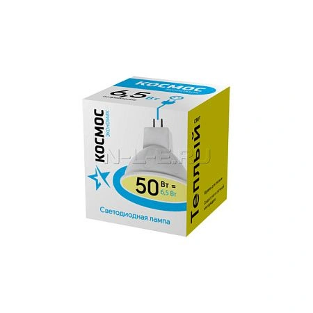 картинка Лампа светодиодная КОСМОС ЭКОНОМИК JCDR 6,5W 220V GU5.3 3000K 4690488027697