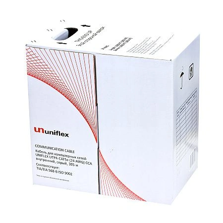 картинка Кабель для компьютерных сетей UNIFLEX UTP4-CAT5e (24 AWG) CCA, внутренний, серый, 305 м