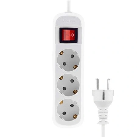 картинка Удлинитель бытовой 3 гн CADENA MID 1,5м сз ПВС 3*0,75 6А белый с кнопкой