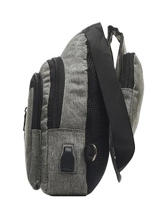 картинка Рюкзак однолямочный с USB шнуром, серый, 602