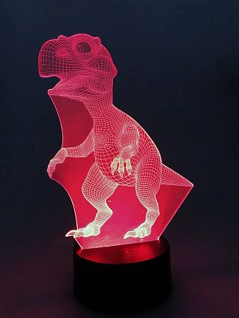 картинка Ночник светодиодный голограмма CADENA Динозавр, 7 цветов, 3DDino