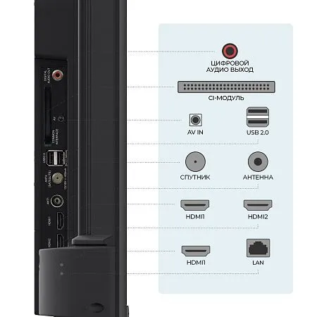  Телевизор Триколор H55UC2, SMART TV, 55", Ultra HD, 4K, голос, черный