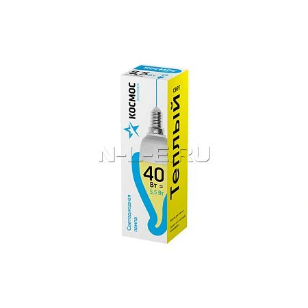 картинка Лампа светодиодная КОСМОС ЭКОНОМИК CW 5,5W 220V E14 3000K 4690488027246