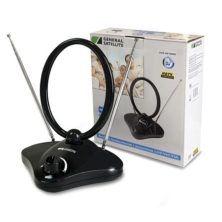 антенна телевизионная комнатная с усилителем мв+дмв uvr-av1000n
