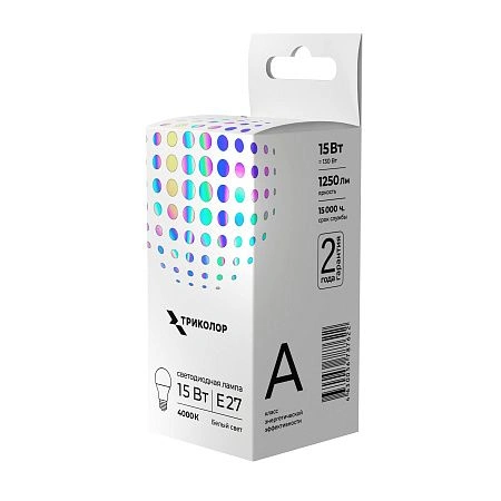 картинка Лампа светодиодная Триколор LED А60 15Вт 4000K E27