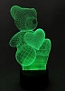 картинка Ночник светодиодный голограмма CADENA Мишка, 7 цветов, 3DBear