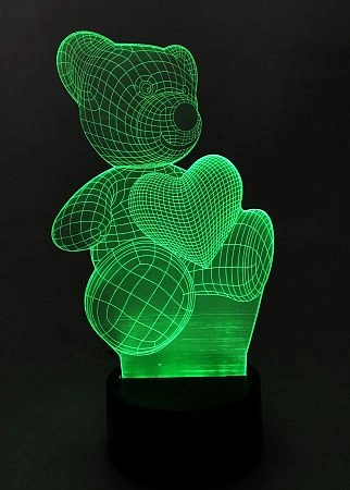 картинка Ночник светодиодный голограмма CADENA Мишка, 7 цветов, 3DBear