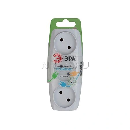 картинка Тройник ЭРА 3гн, без заземл.(белый) SP-3-W