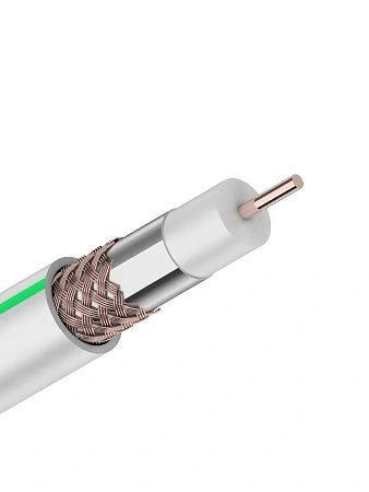 картинка Кабель коаксиальный RG6 для подключения цифрового телевидения CADENA, белый, 15 м