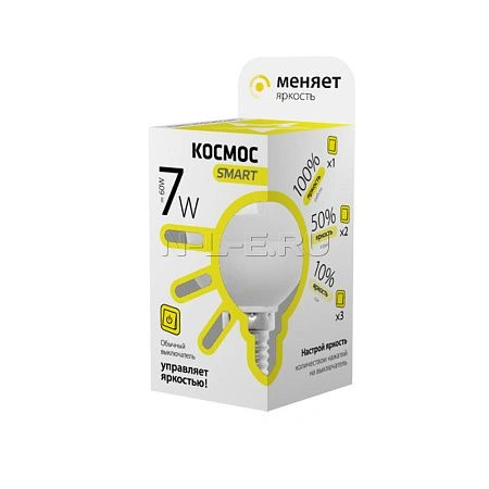 картинка Лампа светодиодная КОСМОС SMART GL45 7W 220V E14 3000K 4690488026355