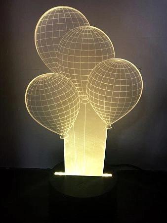 картинка Ночник светодиодный голограмма CADENA Воздушные шарики, 3 цвета, 3DAirballons