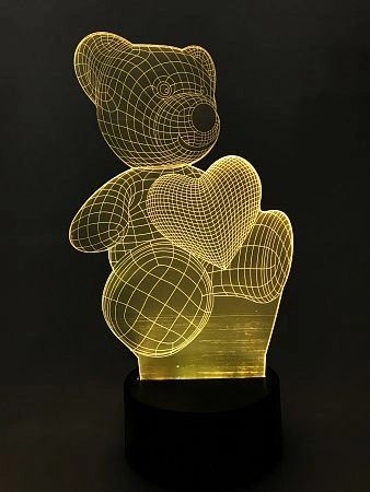картинка Ночник светодиодный голограмма CADENA Мишка, 7 цветов, 3DBear