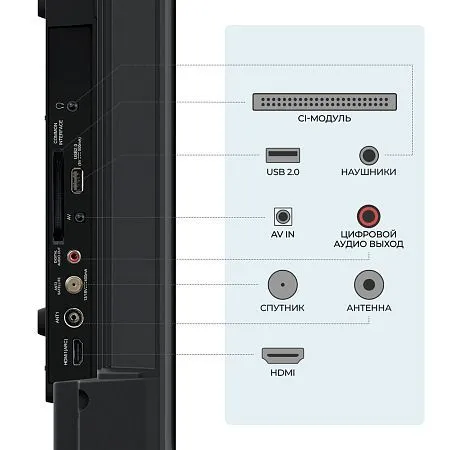 Телевизор Триколор H43UC2, SMART TV, 43", Ultra HD, 4K, голос, черный