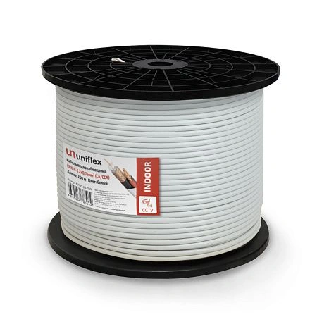 картинка Кабель видеонаблюдения КВК-В-2 2х0,75мм (Cu/ССA), 200м, белый UNIFLEX