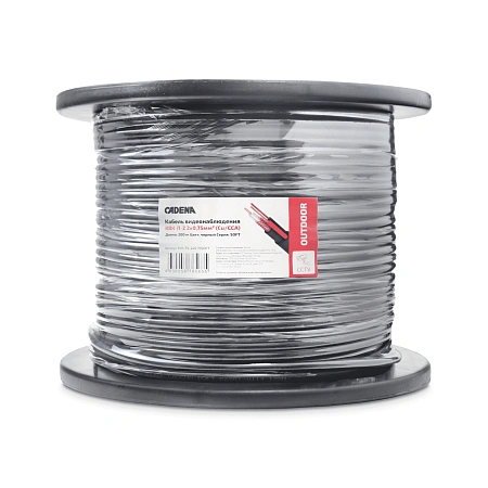 картинка Кабель видеонаблюдения КВК-П-2 2х0,75мм (Cu/ССA), 200м, черный CADENA SOFT