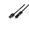 картинка Кабель гибкий 2 в 1 Lighting/microUSB, 1 м,черный