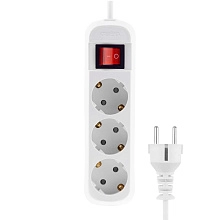 Удлинитель бытовой 3 гн CADENA MID 5м сз ПВС 3*0,75 6А белый с кнопкой CDM U3es-3x0,75-5m-W