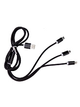 Кабель CADENA USB 2.0 - 3в1, 1м, черный, WS052 WS052
