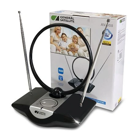 антенна телевизионная комнатная с усилителем мв+дмв av-958