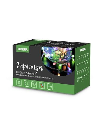 картинка Гирлянда шестиугольники CADENA, 100 LED, 10 метров, 20203