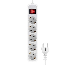 Удлинитель бытовой 5 гн CADENA MID 1,5м сз ПВС 3*1 10А белый с кнопкой CDM U5es-3x1-1,5m-W